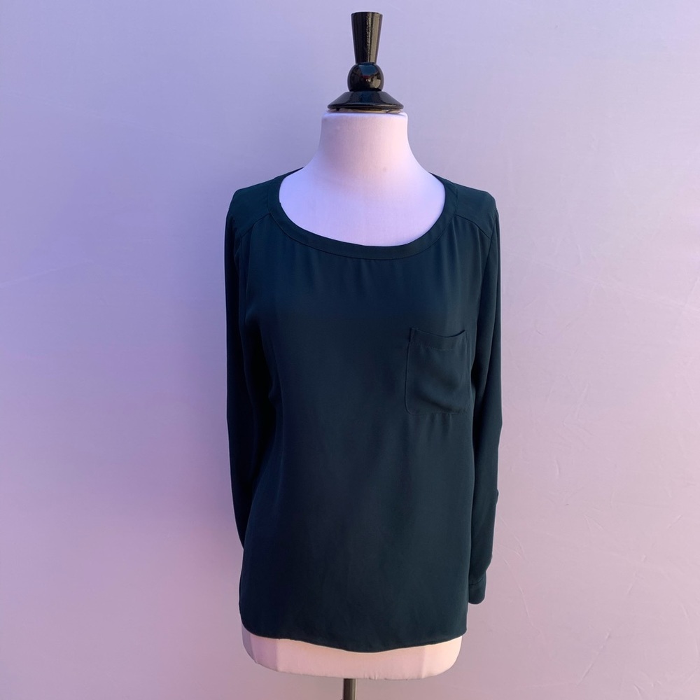 LOFT Green Long Sleeves Sheer Blouses Size MP
